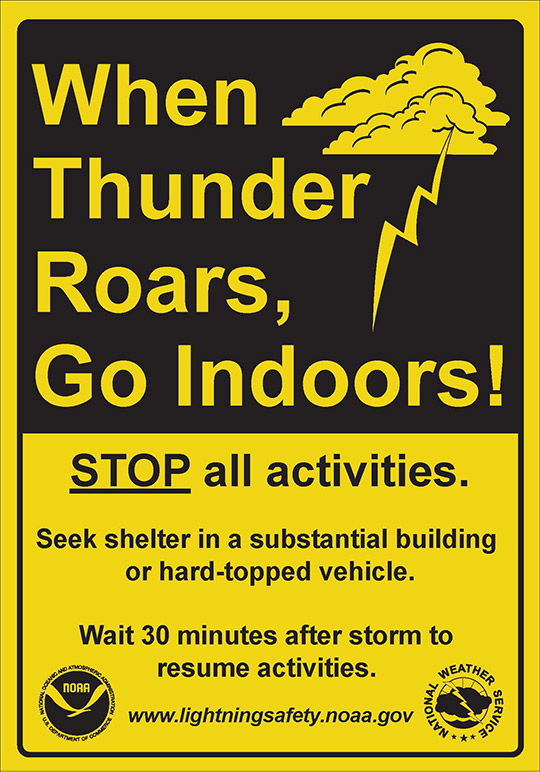 when thunder roars, go indoors