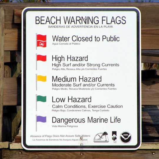 beach warning flag sign