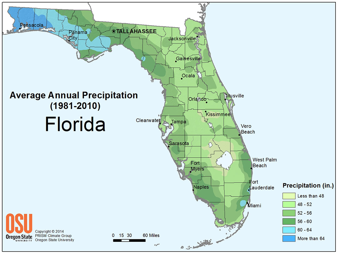 Average Annual Precipitation for Florida (1981-2010)
