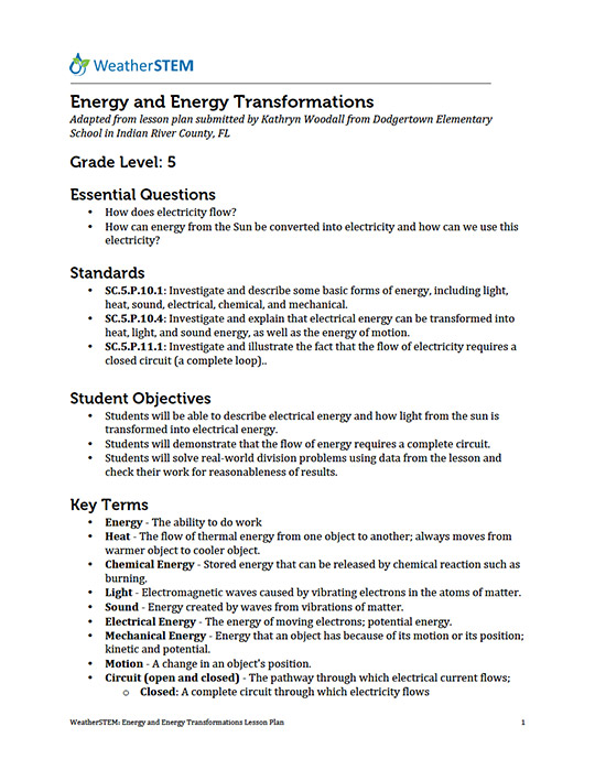 Energy and Energy Transformations