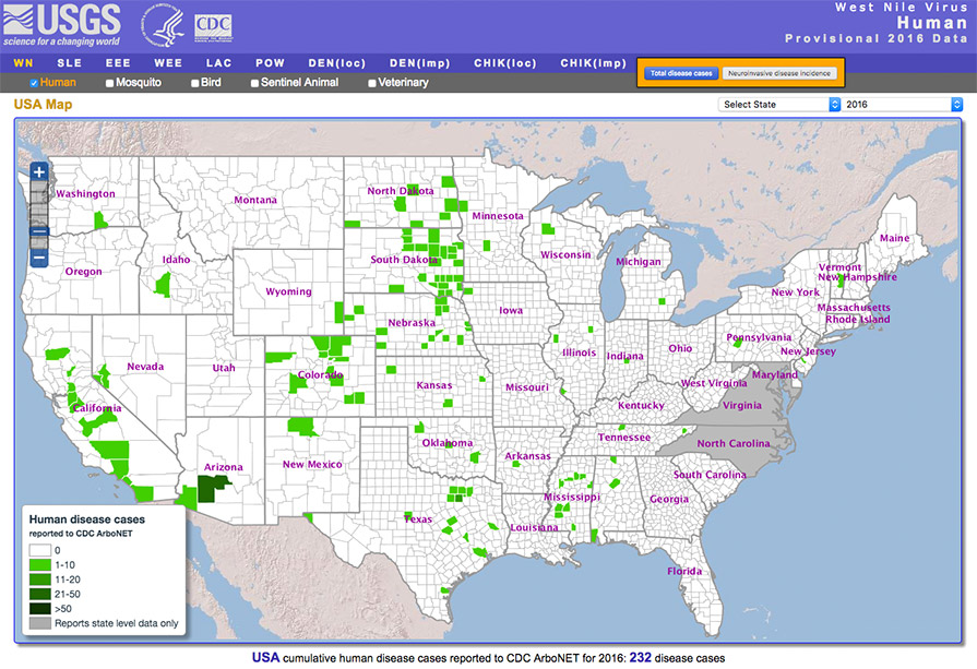 USGS map of disease in the U.S.