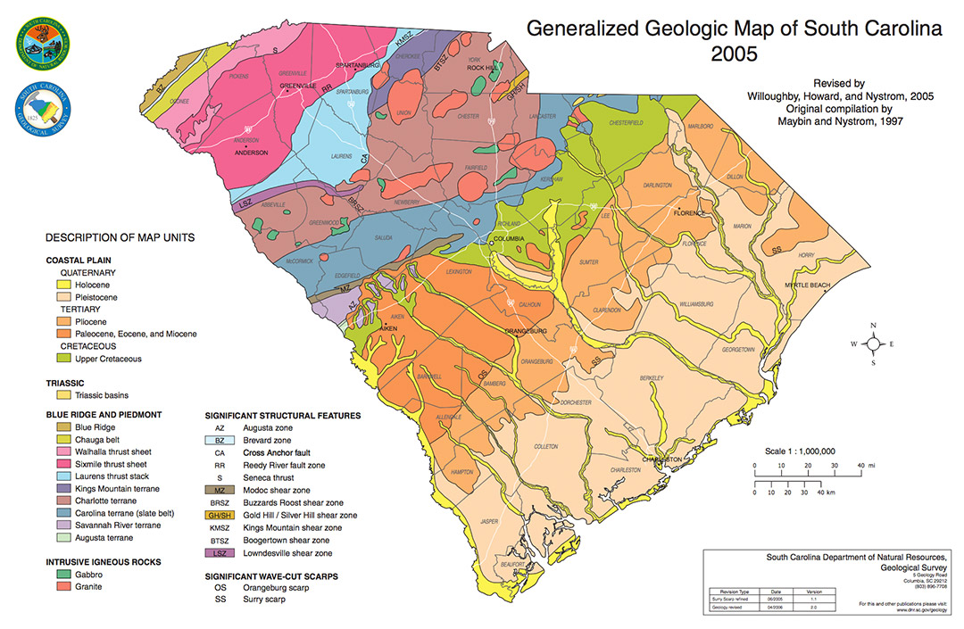 South Carolina Elevation Map Geography | South Carolina Climate