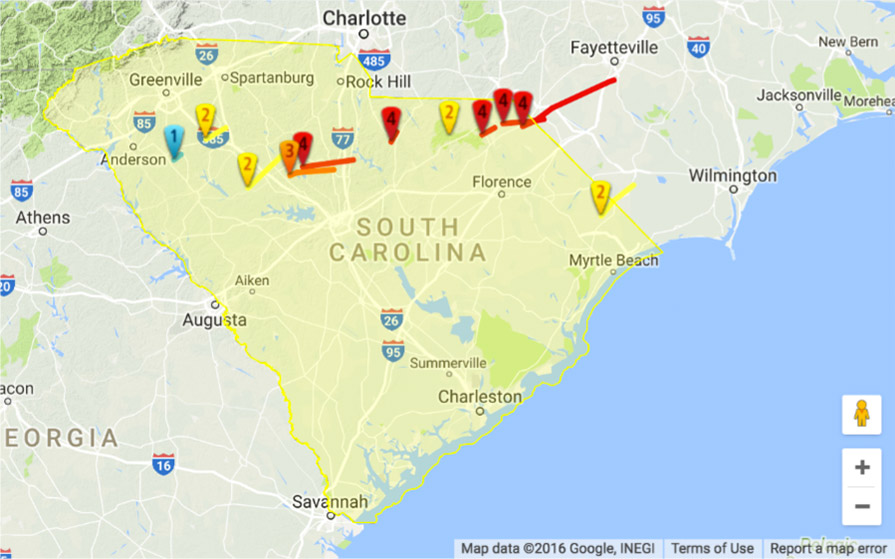 South Carolina Tornado Map