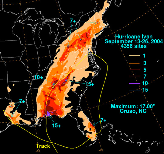 Hurricane Ivan map