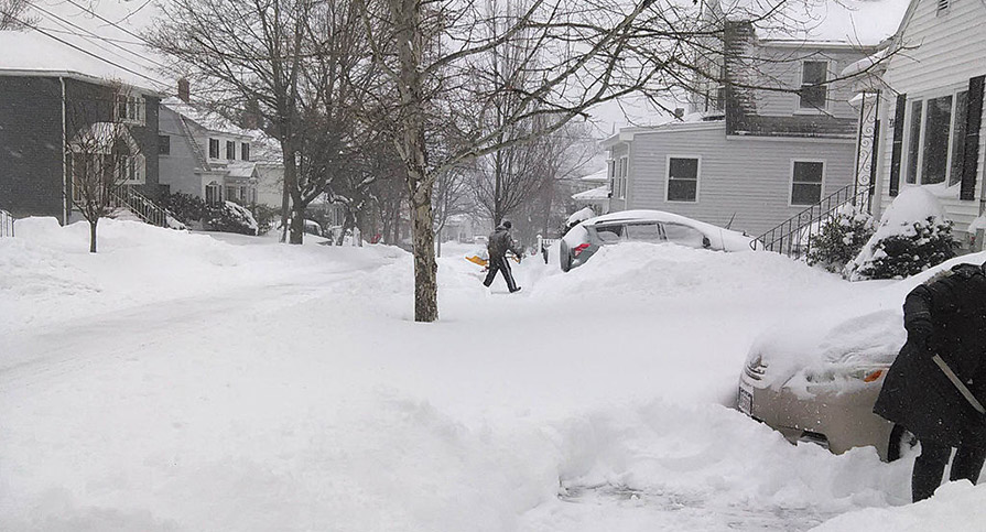 January 2015 nor'easter snowfall in Watertown, MA