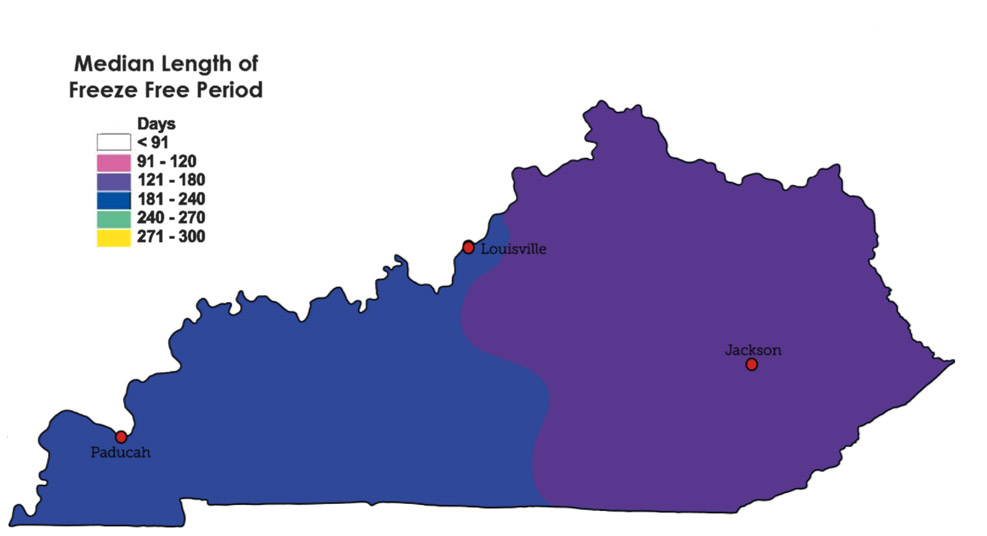 Kentucky Growing Season Map
