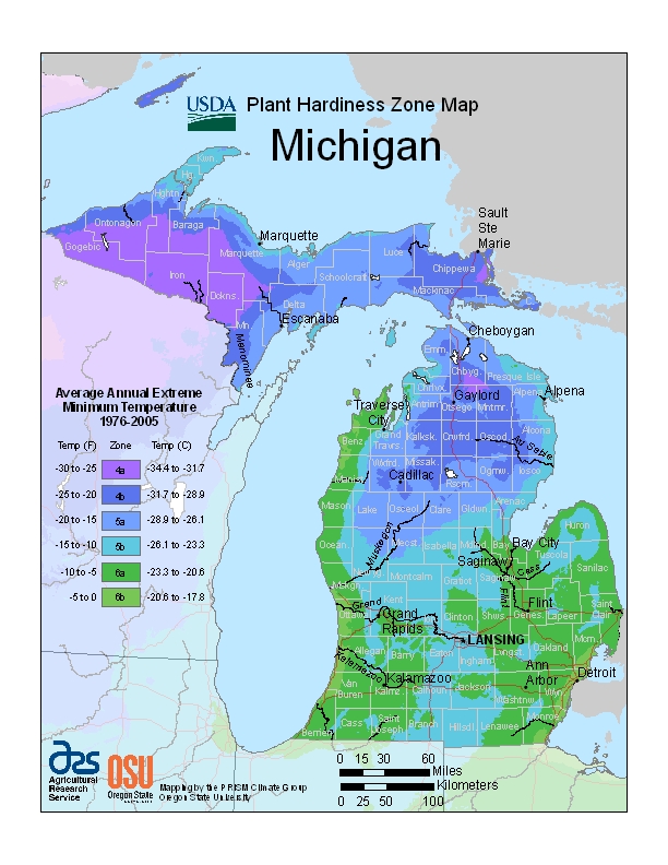 Michigan Plant Hardiness Zone Map