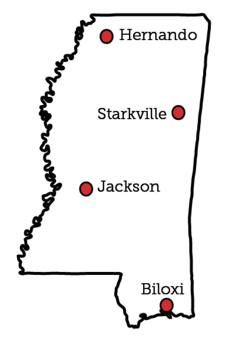 Mississippi Cities Temperatures