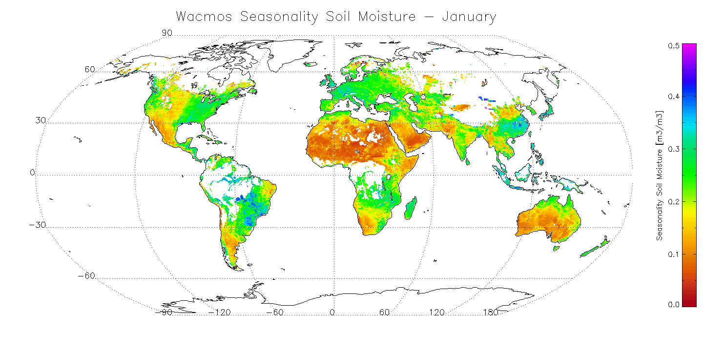 Wacmos Seasonality Soil Moisture - Monthly Averages