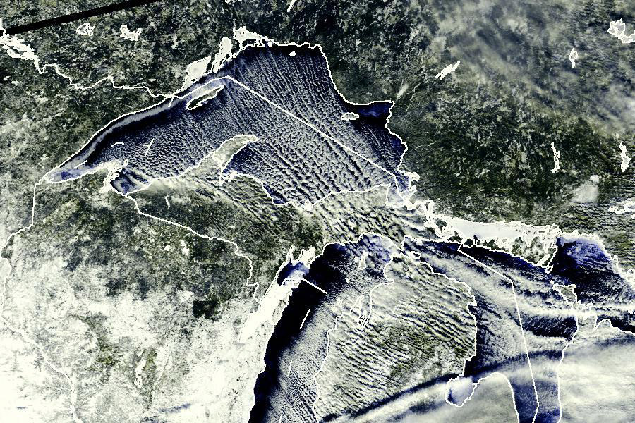 satellite photo of lake effect snow