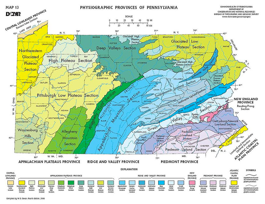 Map of Pennsylvania elevations