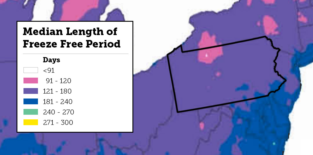 Pennsylvania growing season map