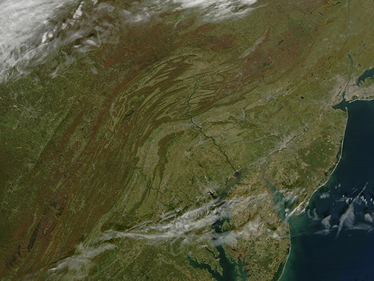 satellite photo of Pennsylvania